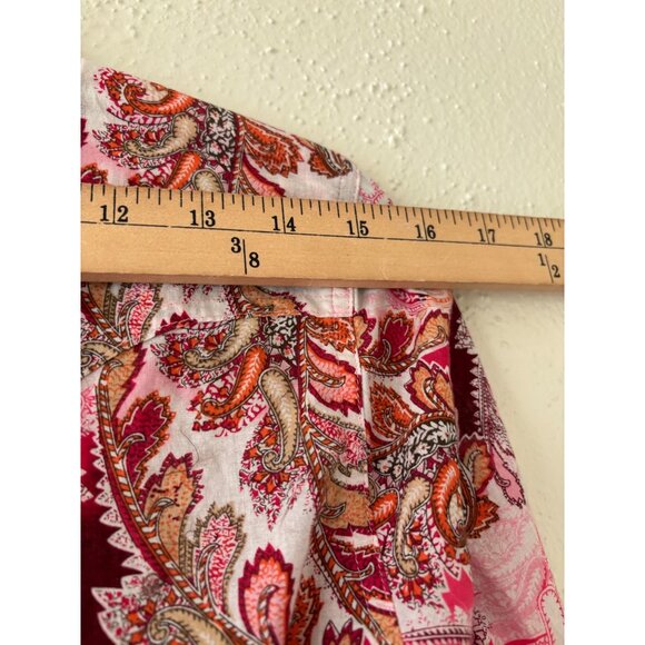 Ariat Womens Paisley Cotton Shirt Pink Red Floral Print Western Cowgirl - Picture 5 of 9